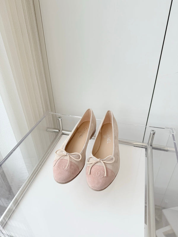 CC Ballet Flat Beige Gray mix Pink Pastel Suede 238764
