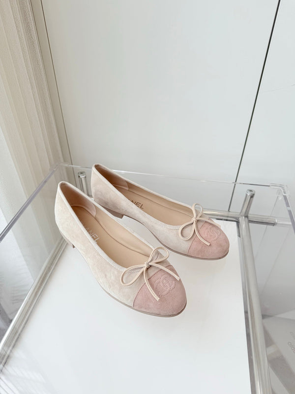 CC Ballet Flat Beige Gray mix Pink Pastel Suede 238764