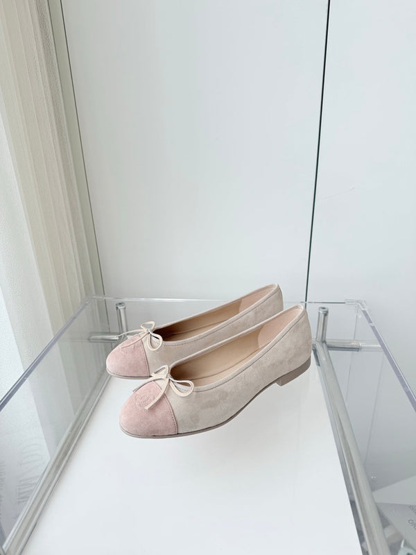 CC Ballet Flat Beige Gray mix Pink Pastel Suede 238764