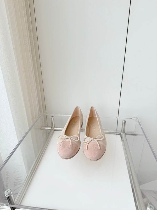 CC Ballet Flat Beige Gray mix Pink Pastel Suede 238764