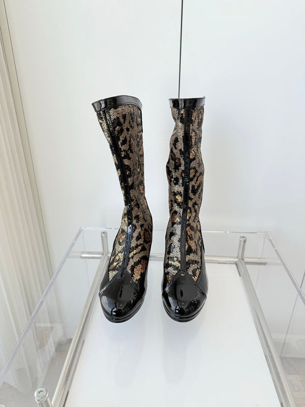 CC 25 High Boot Leopard Print Cowhide Fabric 411463