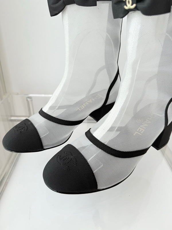 CC 25 Short Boot Black White Mesh Fabric 411470