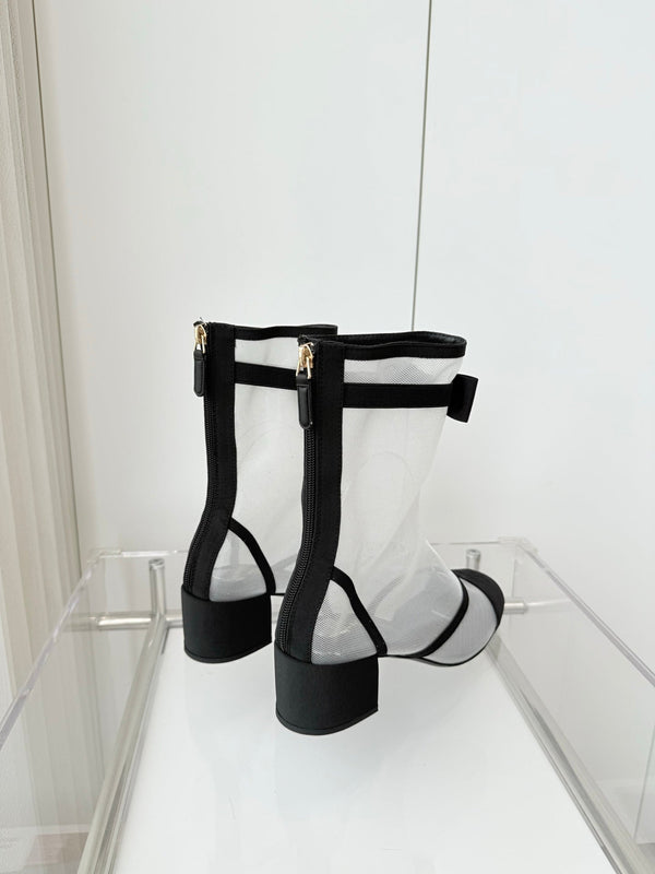 CC 25 Short Boot Black White Mesh Fabric 411470