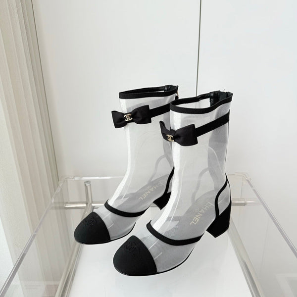 CC 25 Stivaletto corto in tessuto a rete nero bianco 411470