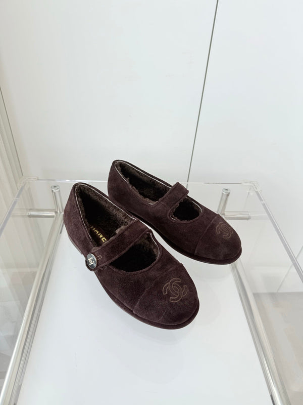 CC 25 Ballet Flats Dark Brown Suede 411486