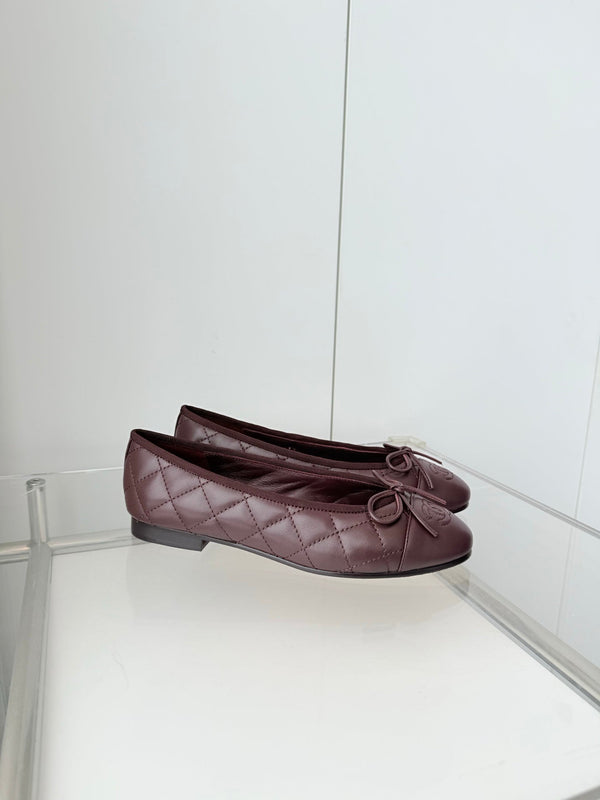 Chanel 2026 Ballet Flat Burgundy Quited Lambskin 697392