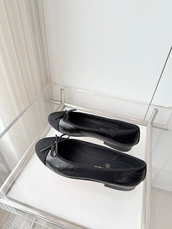 Ballerines Chanel 2026 Toile noire Cuir 697397