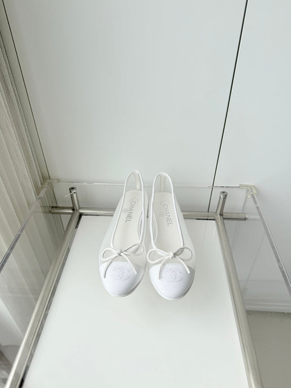 Chanel 2026 Ballerines Toile en Maille Blanche 697399