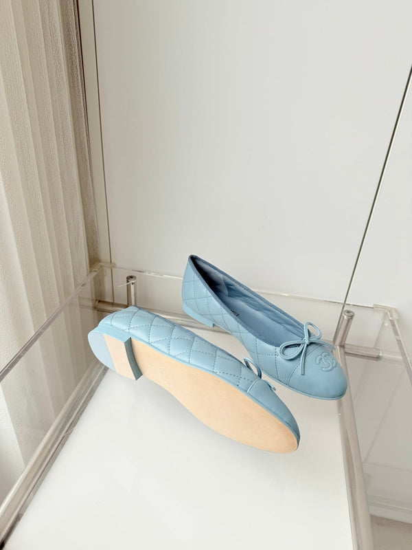 Chanel 2026 Ballet Flat Stale Blue Quited Lambskin 697406