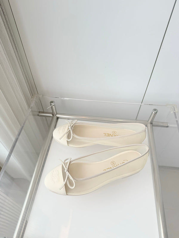 Chanel 2026 Ballet Flat White Mesh Lambskin 697411