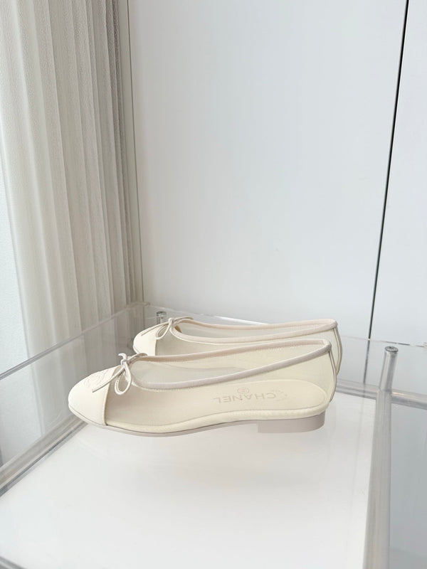 Chanel 2026 Ballet Flat White Mesh Lambskin 697411