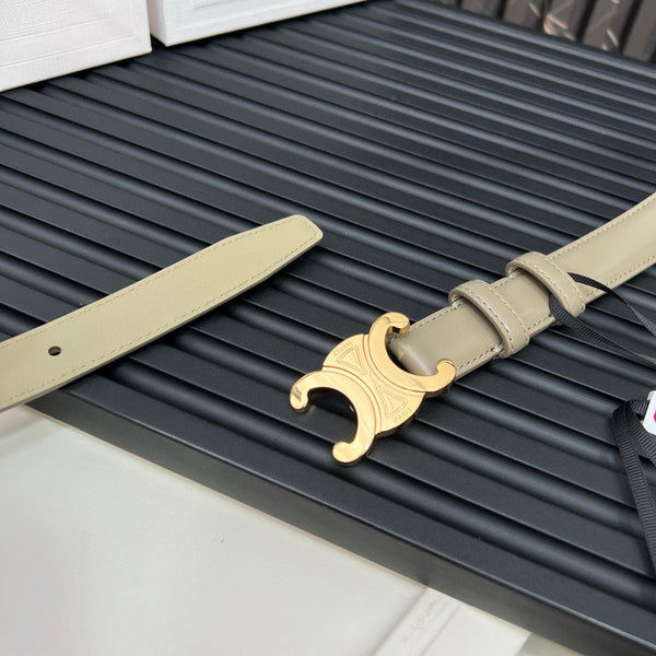 CL TRIOMPHE 25 MM BELT IN OLIVE GREEN CALFSKIN GOLD HARDWARE