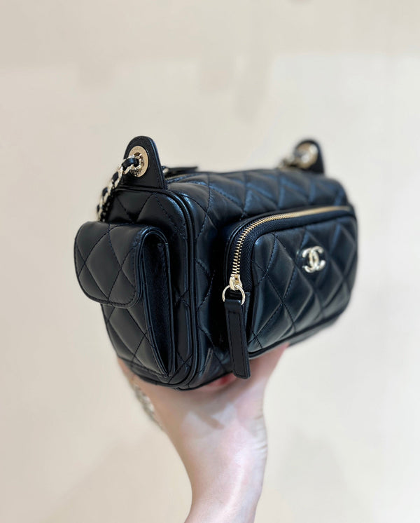 Chanel 24K Special Edition Camera Bag Black Sheepskin