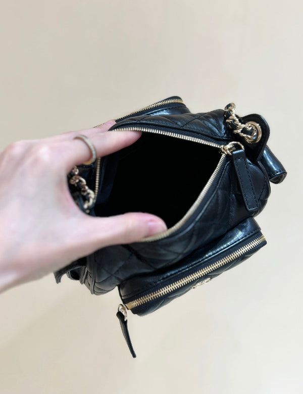 Chanel 24K Special Edition Camera Bag Black Sheepskin