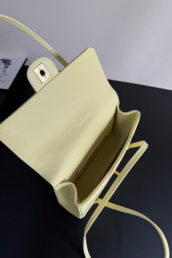 Chanel 26 Shoulder Bag 22 Light Yellow Caviar Leather