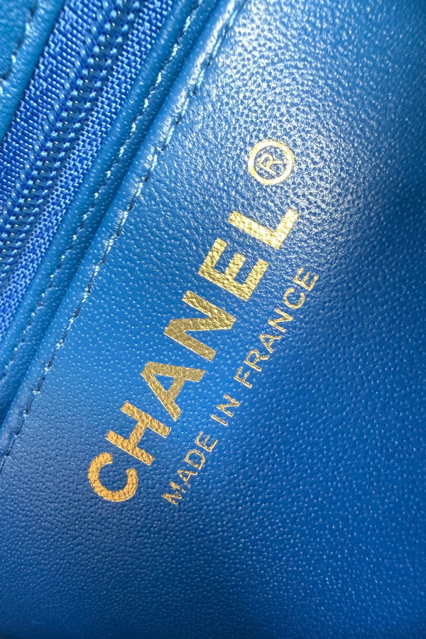 CC Flap Bag 17cm Cobalt Blue Sheepskin GHW 284816