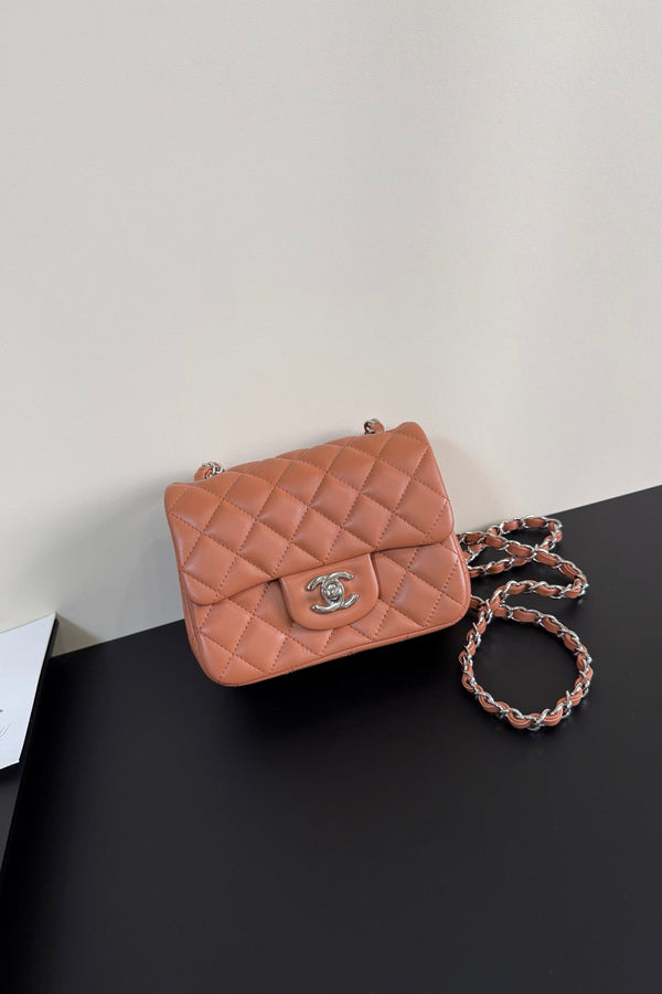 CC Flap Bag 17cm Brown Brick Sheepskin SHW 284818