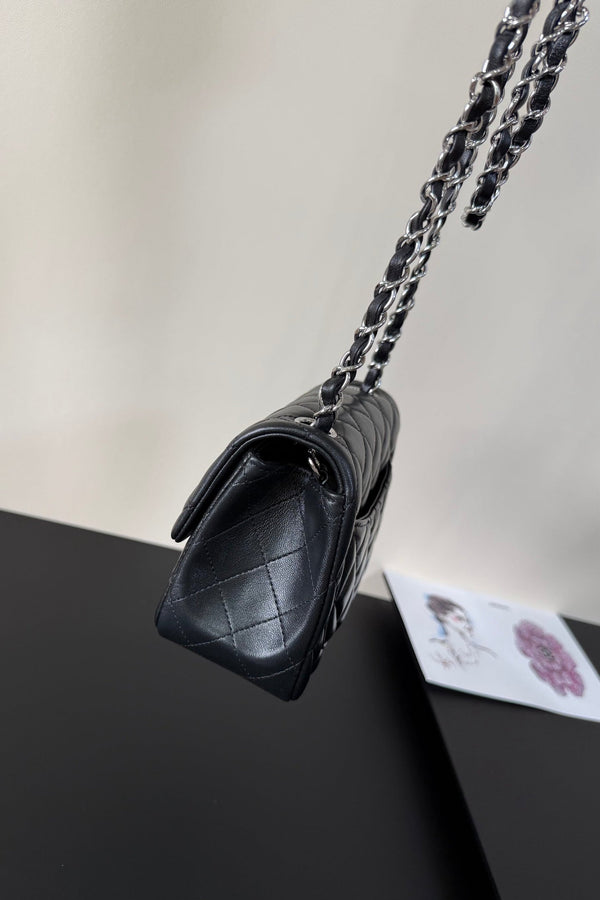 CC Flap Bag 17cm Black Sheepskin SHW 284824