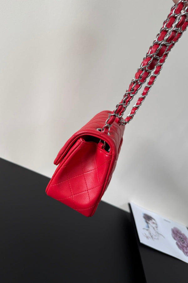 CC Flap Bag 17cm Red Sheepskin SHW 284828