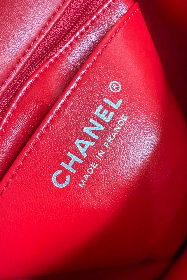 CC Flap Bag 17cm Red Sheepskin SHW 284828