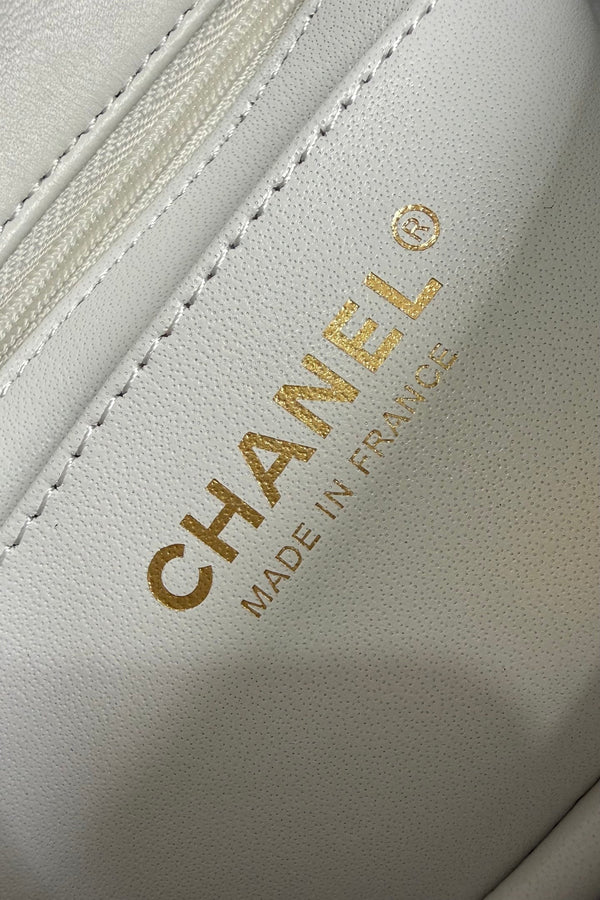 CC Flap Bag 17cm White Sheepskin GHW 284832