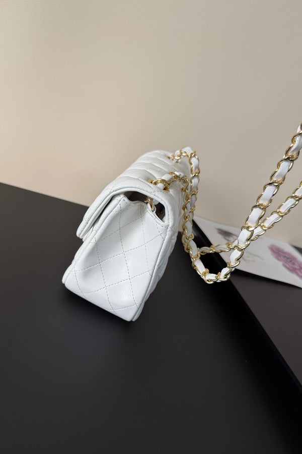 CC Flap Bag 17cm White Sheepskin GHW 284832