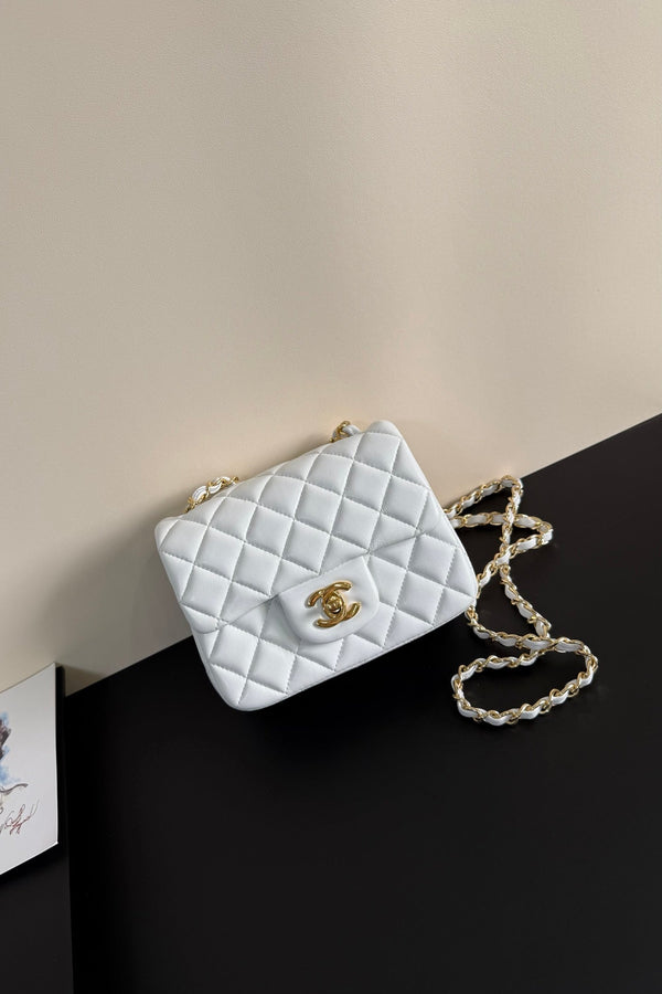 CC Flap Bag 17cm White Sheepskin GHW 284832