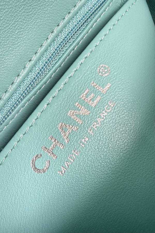 CC Flap Bag 17cm Light Blue Sheepskin SHW 284837