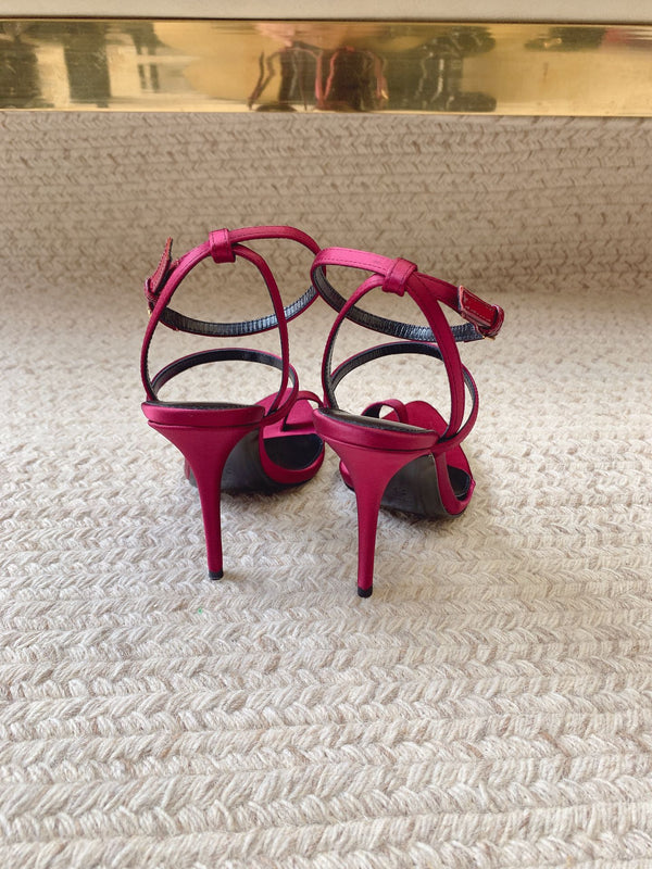 HIGH FLIP FLOPS SANDAL WITH STRAP IN HOT PINK SILK