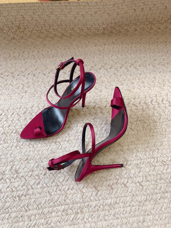 HIGH FLIP FLOPS SANDAL WITH STRAP IN HOT PINK SILK