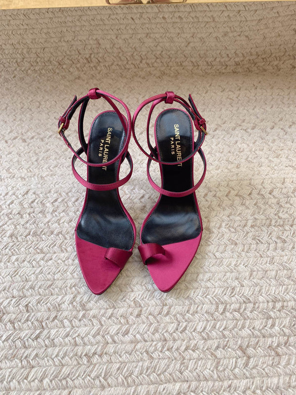 HIGH FLIP FLOPS SANDAL WITH STRAP IN HOT PINK SILK