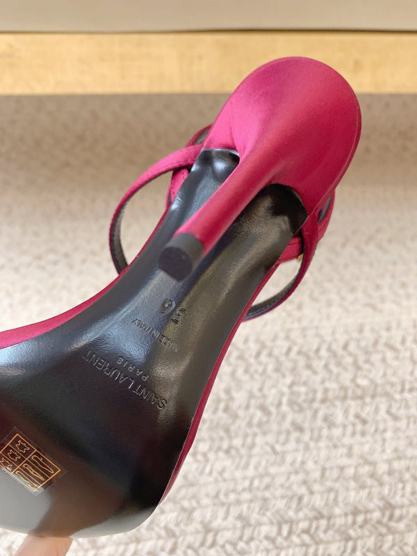 HIGH FLIP FLOPS SANDAL WITH STRAP IN HOT PINK SILK