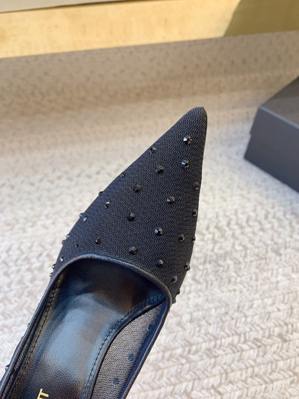 NORMA PUMPS IN BLACK MESH ATTACHED CRYSTALS