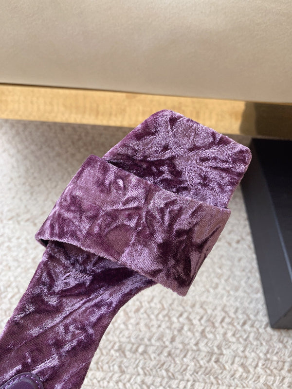 CIABATTE CON TACCO ALTO IN VELLUTO VIOLA