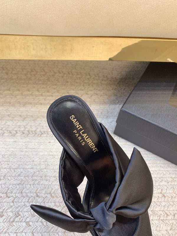 MULES BARBARA BIG BOW IN SETA NERA