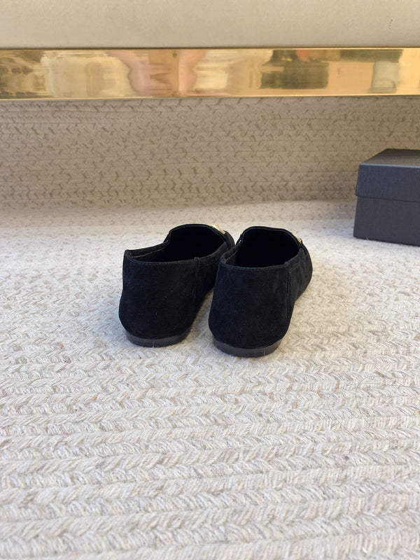 LOAFERS WITH GOLD HARDWARE IN BLACK SUEDE