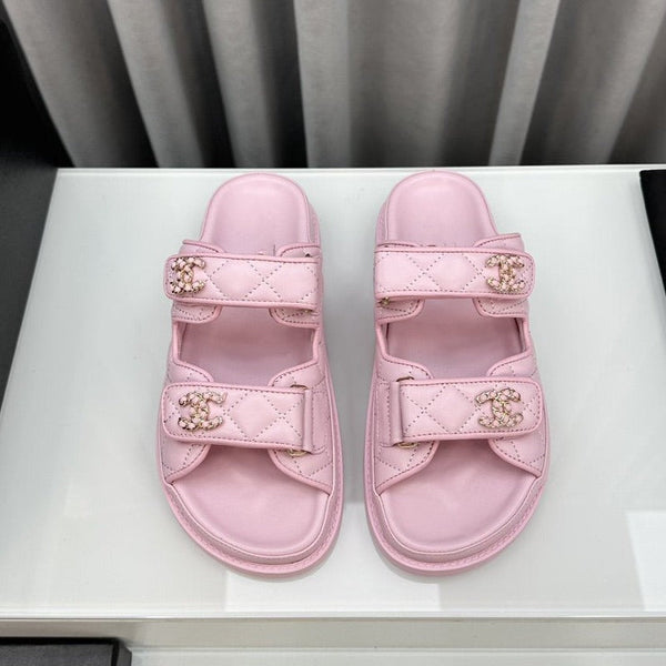 sandali da papà, muli in pelle di agnello rosa