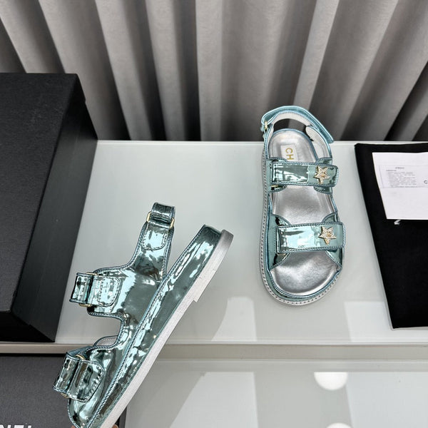 dad sandals cloud blue metalic lambskin