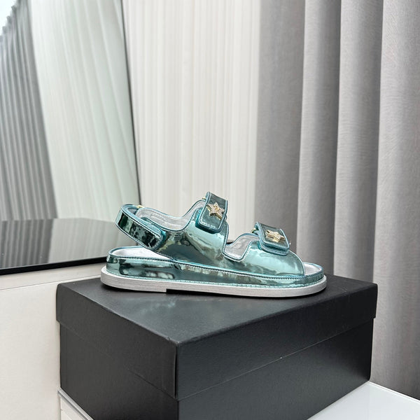 dad sandals cloud blue metalic lambskin