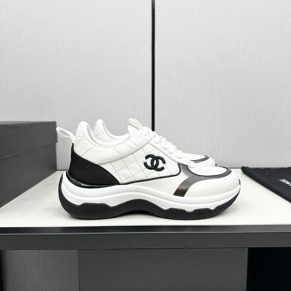 CC SNEAKER IN WHITE MIX BLACK EMBROIDERED LAMBSKIN