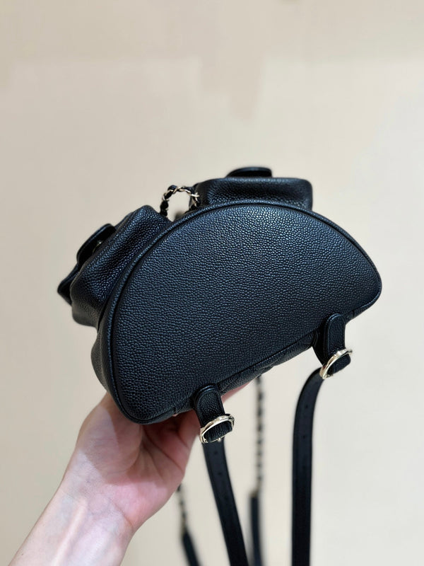 24a duma backpack black caviar leather light gold hardware