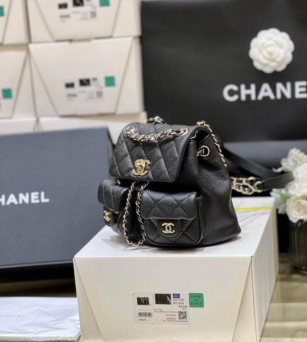 24a duma backpack black caviar leather light gold hardware