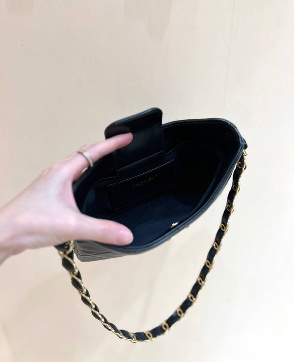 The Chanel 24K Hobo Underarm Bag Black Lambskin 256166