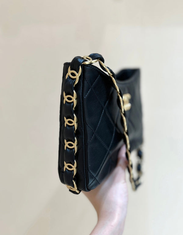 The Chanel 24K Hobo Underarm Bag Black Lambskin 256166