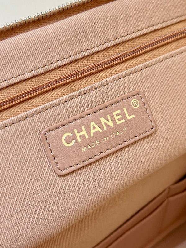 CC 24K Handle Camera Bag 23cm Brown Lambskin Light GHW