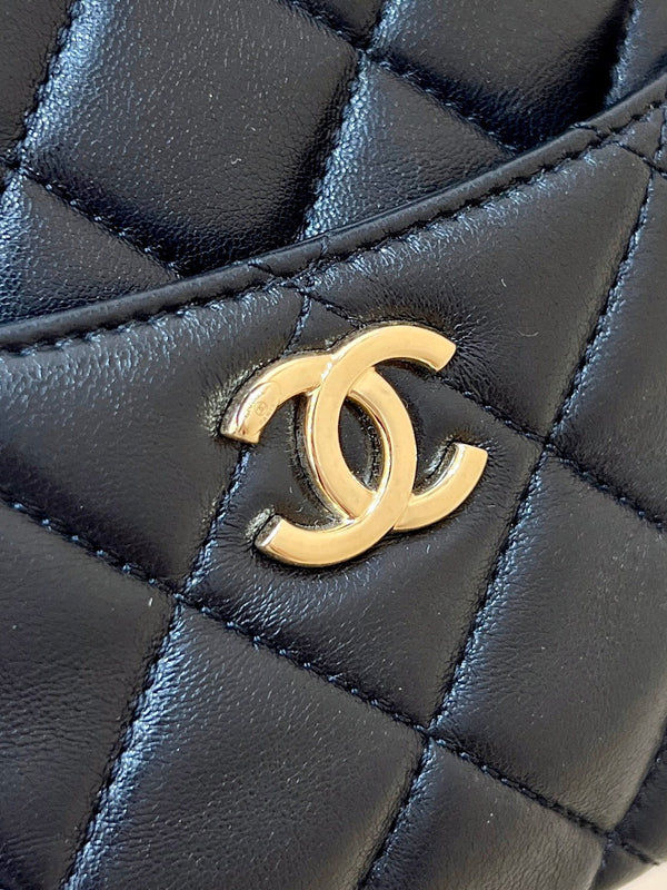 CC 24K Gold Coin Camera Bag 18cm Black Lambskin Light GHW