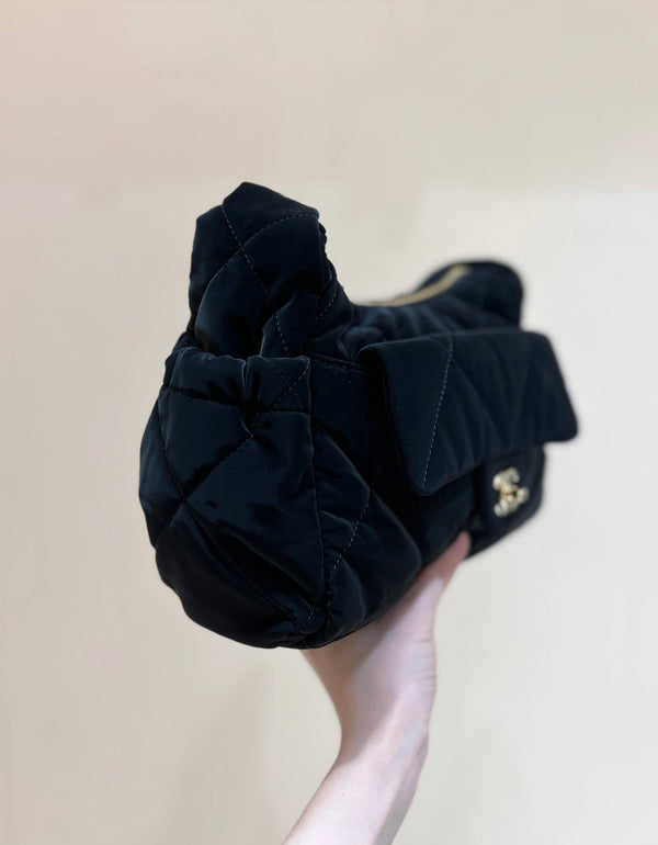 CC 24N Coconeige Ski Bag 32cm Black Nylon Fabric Light GHW