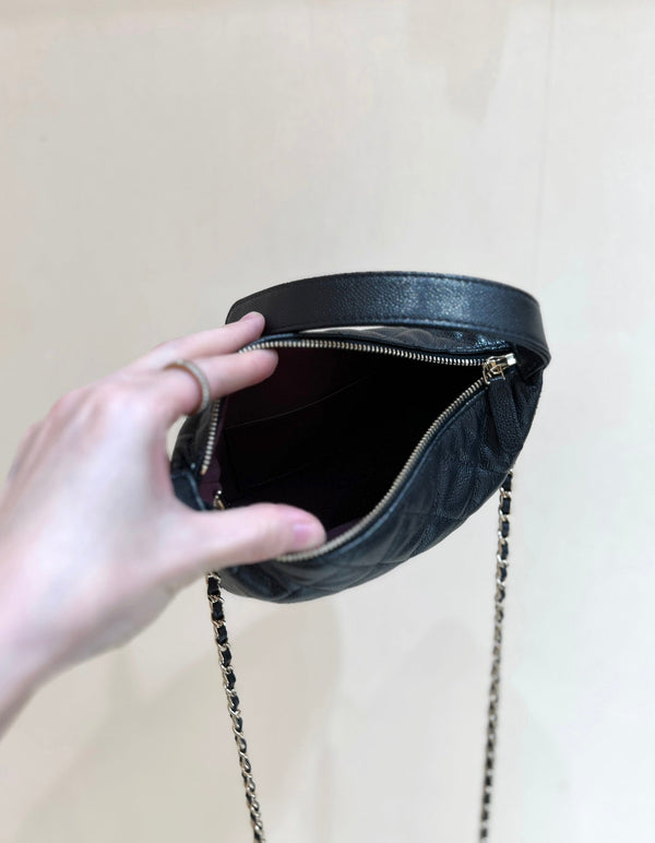 25C Hobo Bag 19cm Black Grained Calfskin