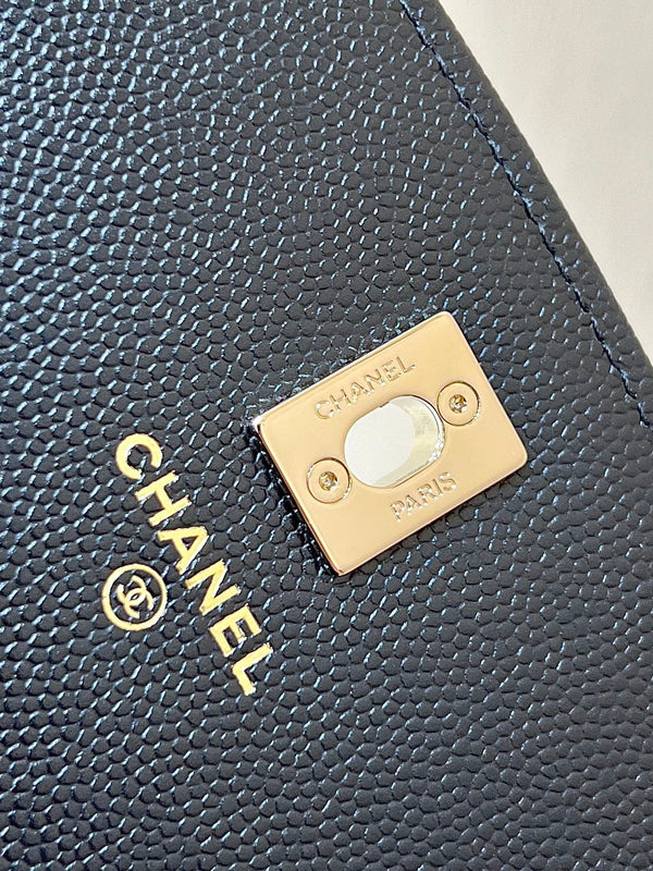 25C Mini Woc 18cm Black Grained Calfskin Gold Hardware