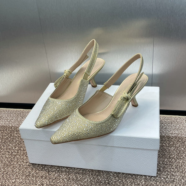 cd slingback pump 65 gold green calfskin resin pearl